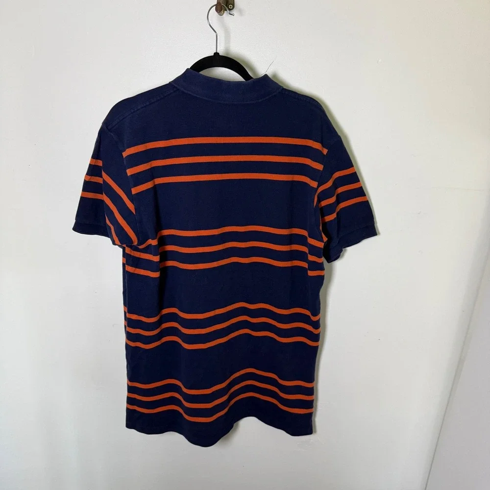 Polo Ralph Lauren Mens XL Polo Shirt Navy Blue‎ Orange Striped Short Sleeve Golf